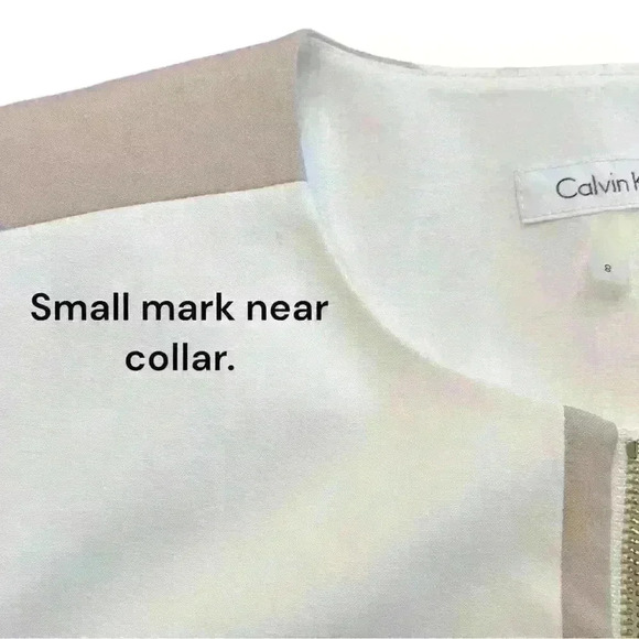 Calvin Klein Cream and White Blazer with Gold Dual Zipper, Size 8, Medium - Picture 7 of 8